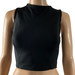 Allie Rose Black Sleeveless Cropped Tank Top Size Small